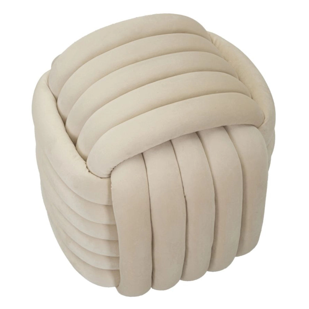 Pouf Gomitolo 3, Beige, Cotone, 45x45x45 cm
