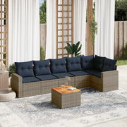 Set Divani da Giardino 7 pz con Cuscini Grigio in Polyrattan 3256467