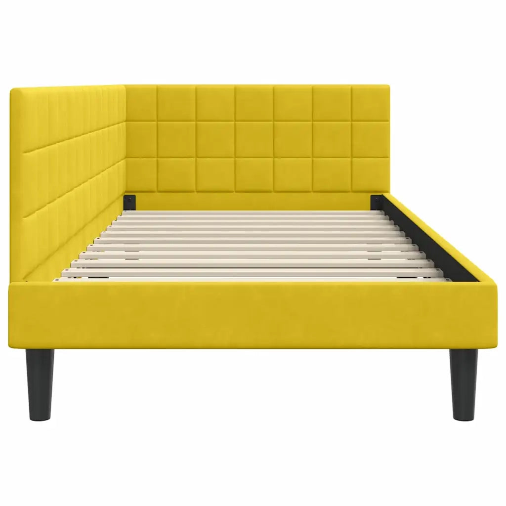 Cornice del letto ad angolo Giallo 100 cm x 200 cm Velluto 42016444