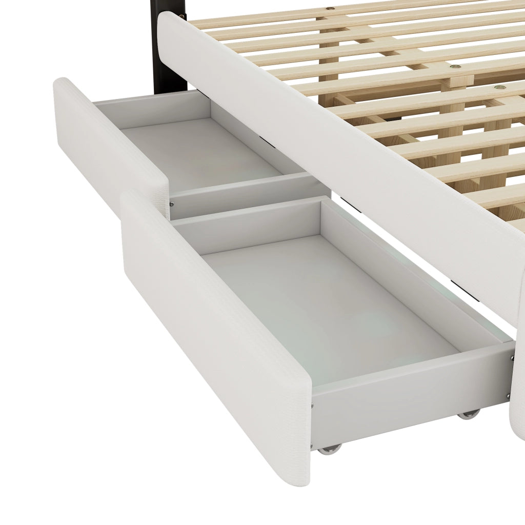 letto imbottito cotone e lino bianco 140 x 200 cm