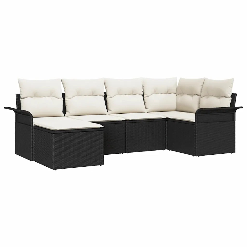 Set Divano da Giardino con cuscino 6 pcs Nero polyrattan 3345427