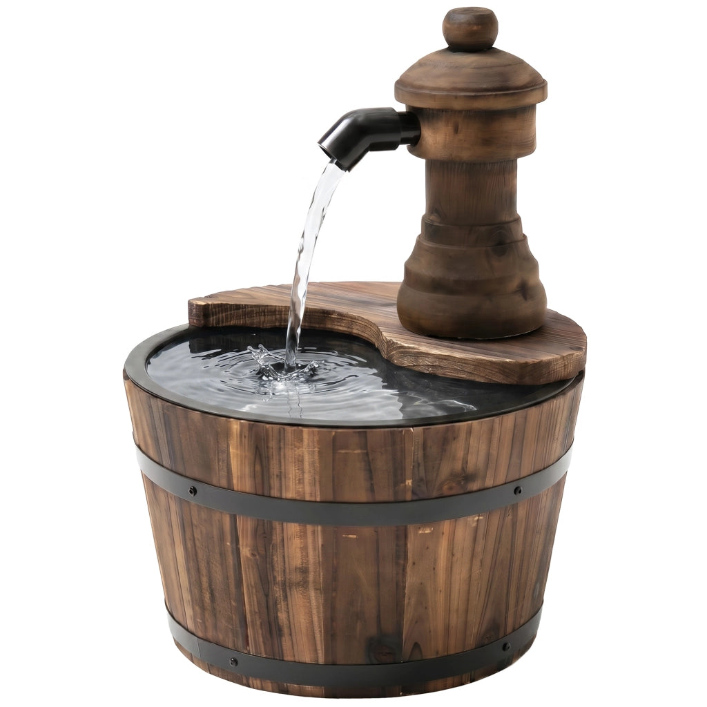 Fontana da Giardino Cascata Legno con Pompa Elettrica ¨C zephmum ¨C 27x27x37 cm Naturale