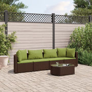 Set Divano da Giardino 5 pz con Cuscini Marrone in Polyrattan 3308374