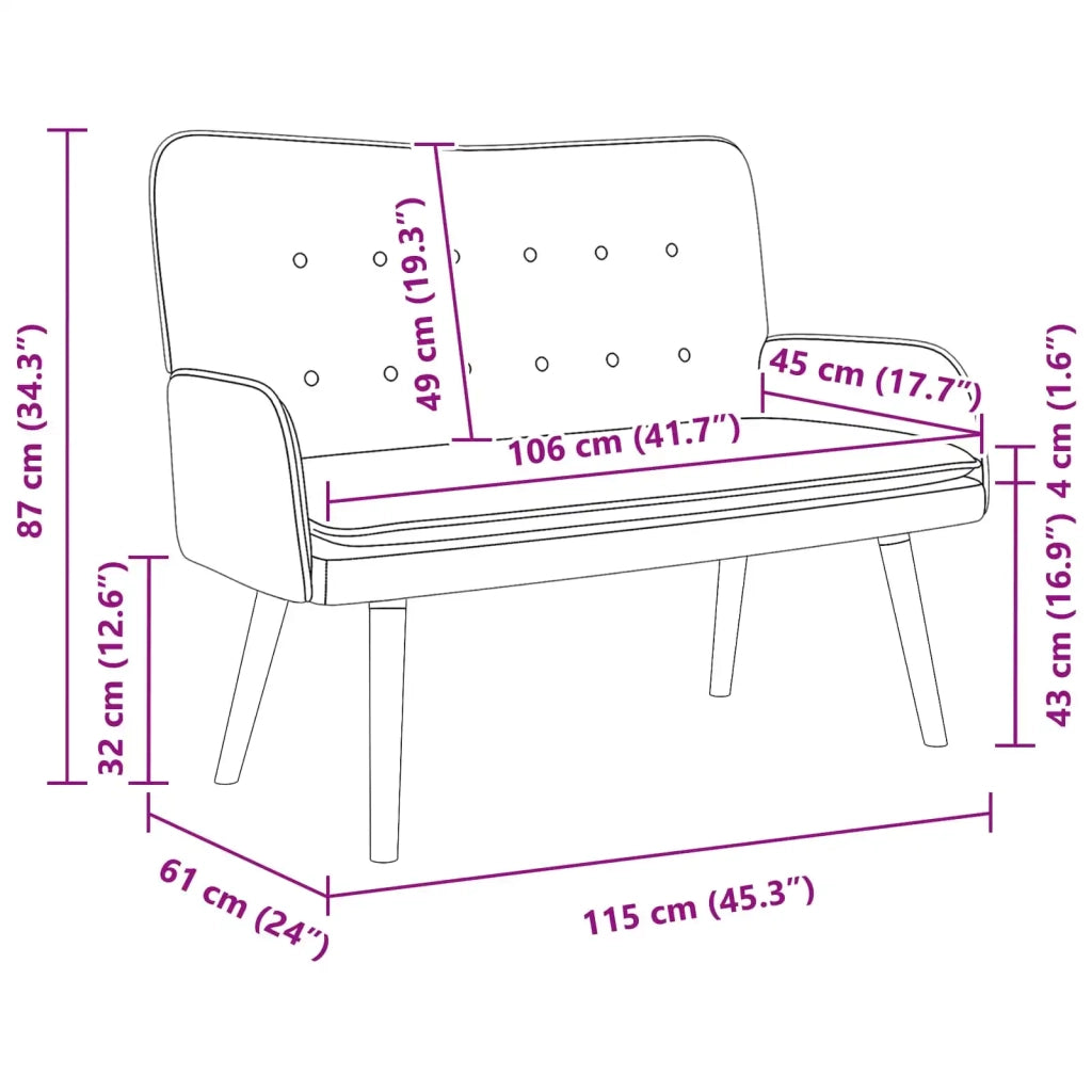 Divano a 2 Posti Nero 115 x 61 x 87 cm Bouclé 42028927