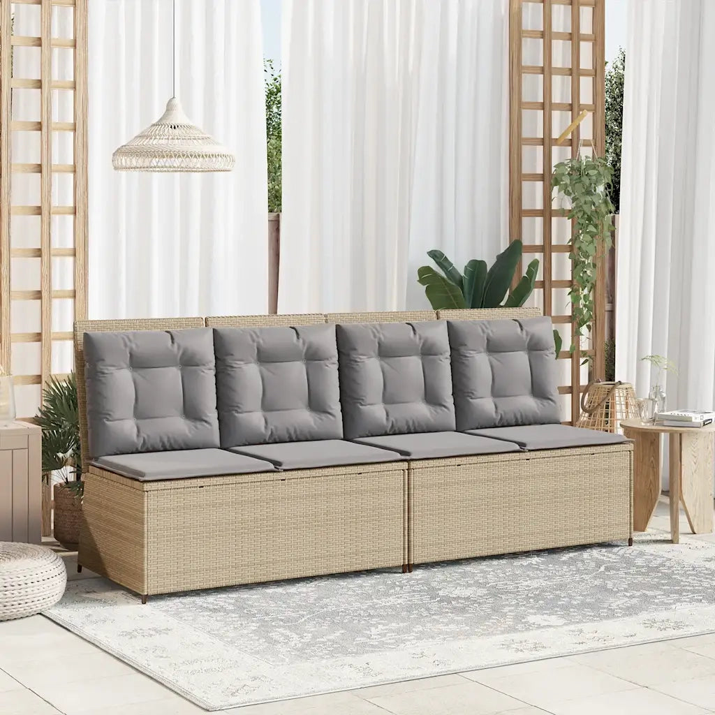 Panca Reclinabile da Giardino con Cuscini Beige in Polyrattan 368967