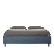BS COM Letto matrimoniale king size con rete imbottito 170x200 microfibra blu