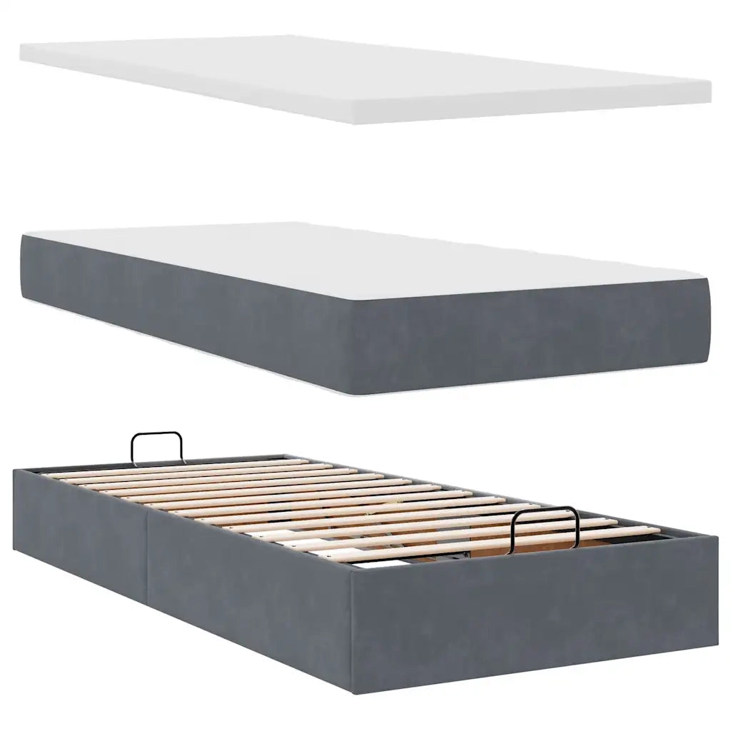 Struttura Letto Pouf con Materasso 180x200 cm in Velluto 3312657
