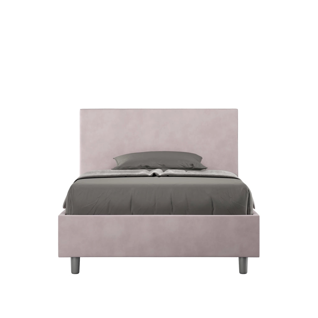 BS COM Letto una piazza e mezza senza rete imbottito 110x190 microfibra glicine