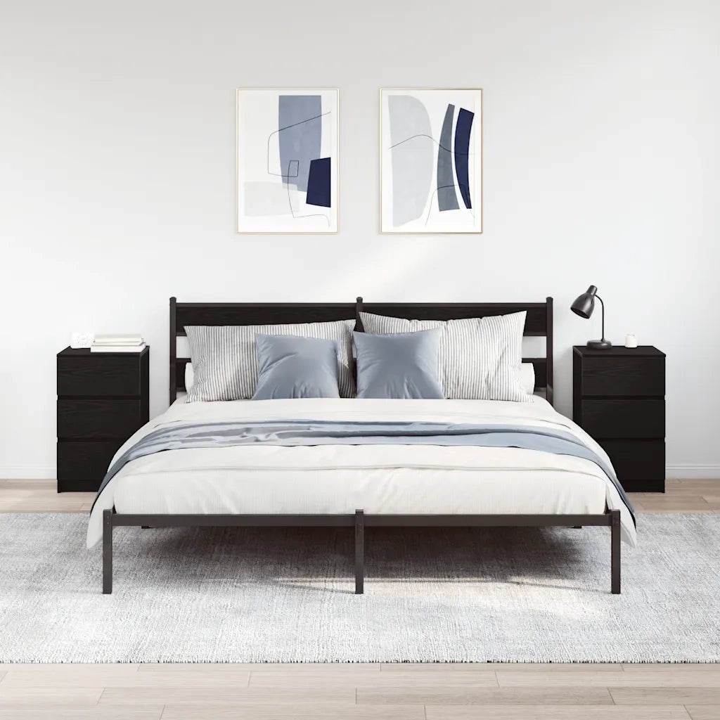 Comodini con 3 Cassetti 2 pz Nero 39x35x65 cm 861340