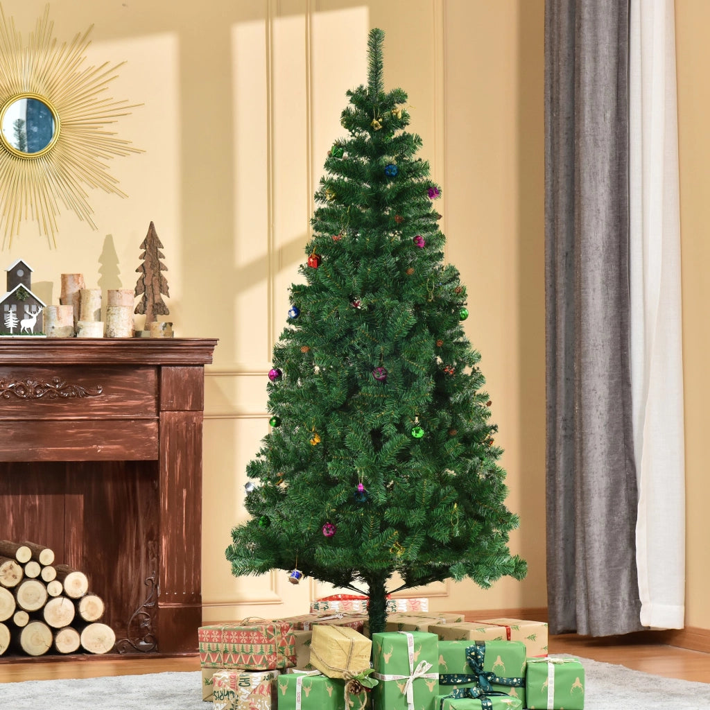 Albero di Natale Artificiale 180 cm Palline e Decorazioni in PVC Ferro