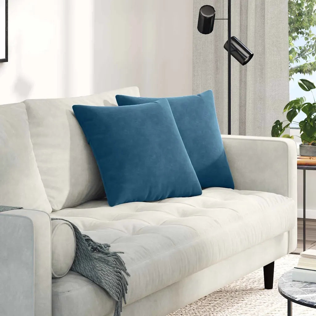 Cuscini da Divano 2 pz-Set di 2 Cuscini per Sofa Blu 45 x 45 cm Tessuto in Cords 689070