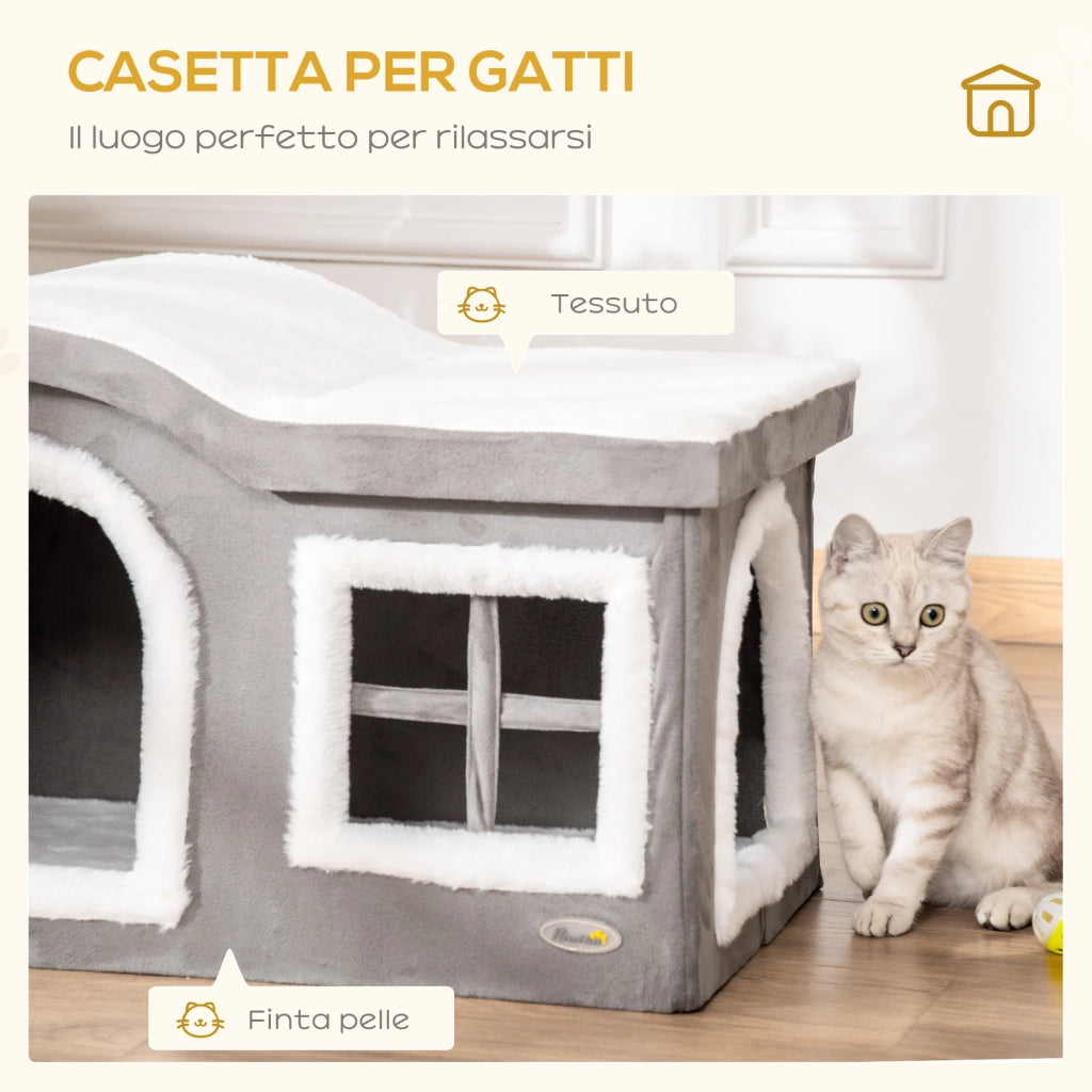 Casetta per Gatti da Interno ¨C Minimal ¨C Grigio, 63.5x37x40cm