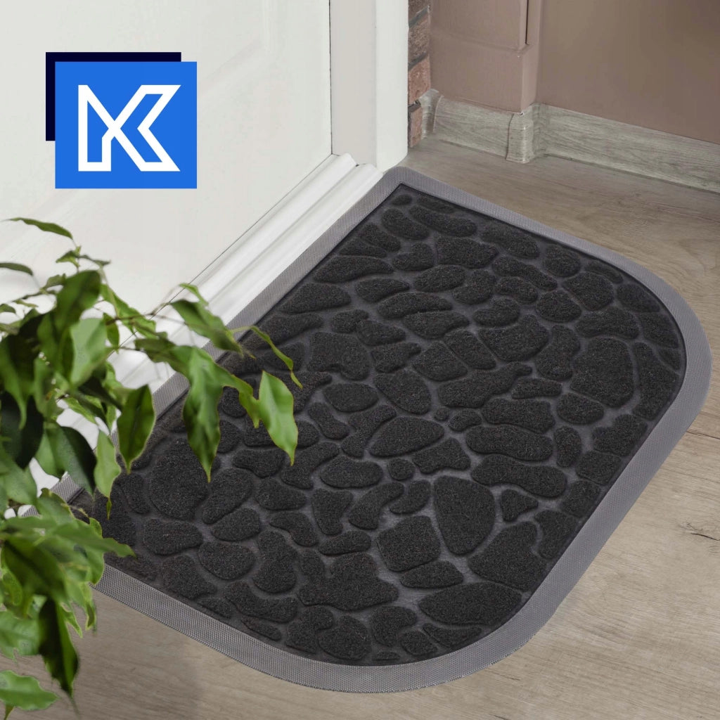 Zerbino da ingresso KADAX per esterni, semicircolare in gomma, 60x40 cm