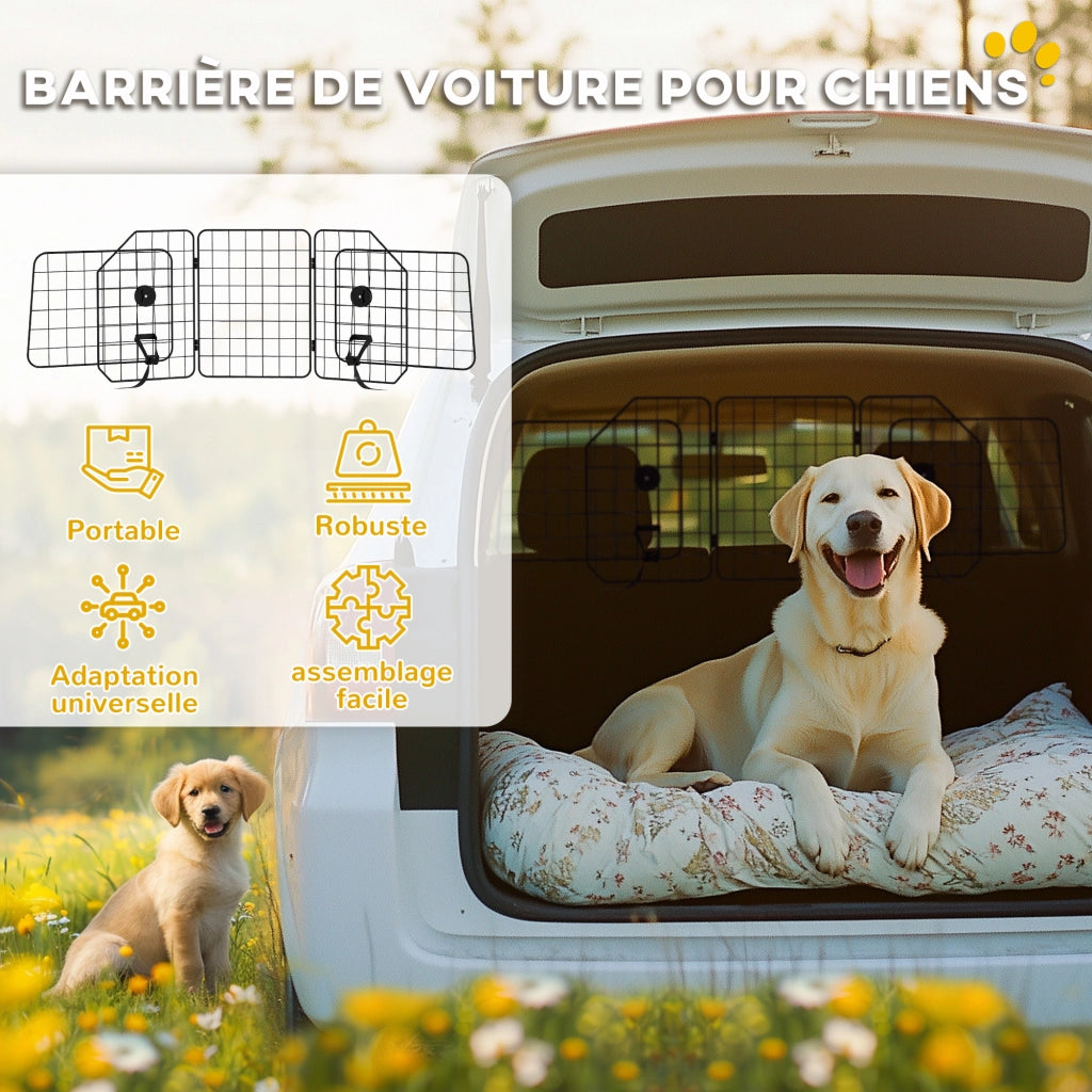 Barriera auto per cani ¨C Minimal ¨C Nero, regolabile 93-150 cm