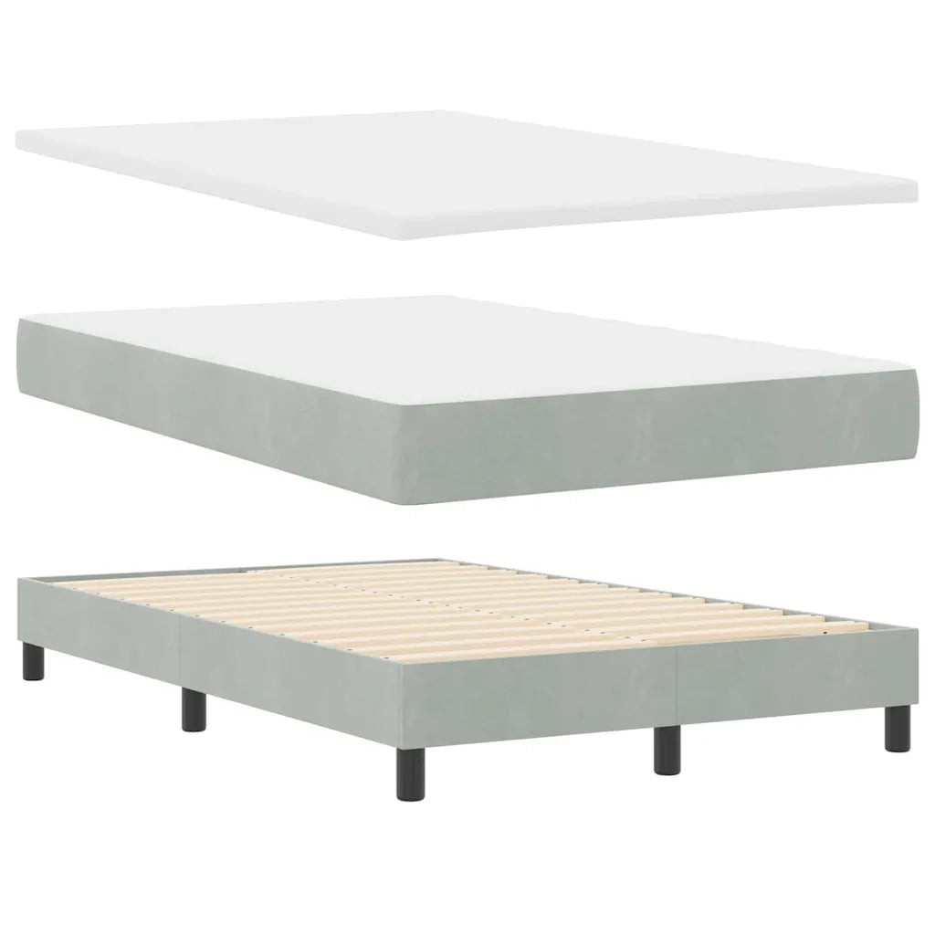 Letto a Sorgente LED con led Grigio chiaro 120 x 190 cm Velluto