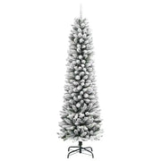 Albero Natale Artificiale Sottile Neve Floccata 150cm PVC e PE 4019686