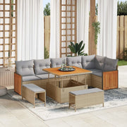 Set Divano da Giardino con cuscino 9 pcs Beige e Grigio Chiaro 3363187