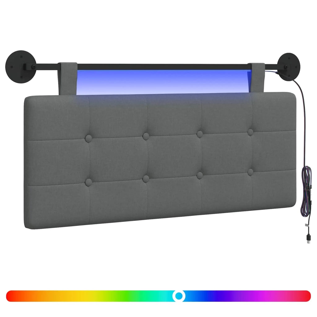 Testiera | Testata sospesa Con luce LED Grigio Scuro Tessuto