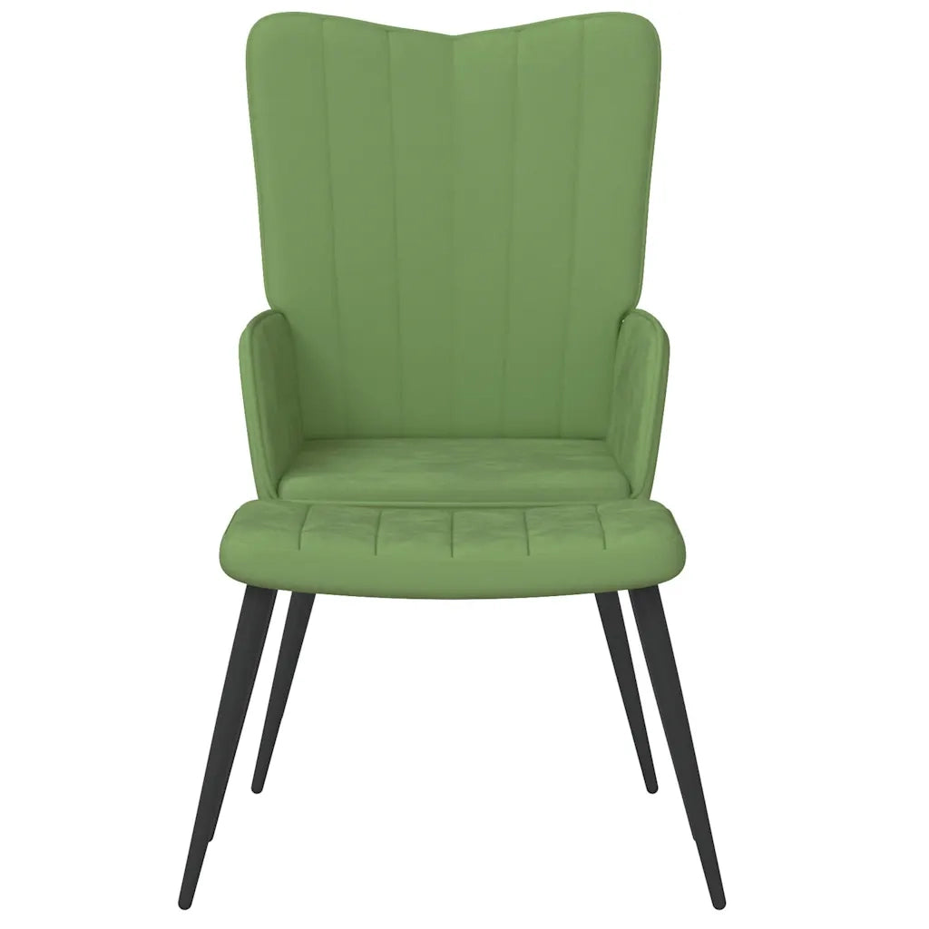Poltrona Relax con Sgabello Verde Chiaro in Velluto 327691