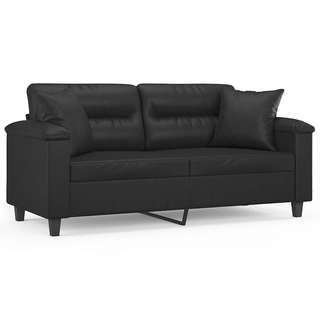 Divano a 2 Posti con Cuscini-Sofa 2 Posti con Cuscini Nero 140 cm in Similpelle 923157
