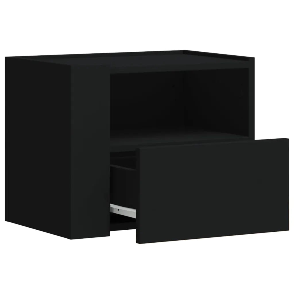 Comodino | Armadio da Notte | Mobiletto da notte a Muro Nero 45x30x35 cm
