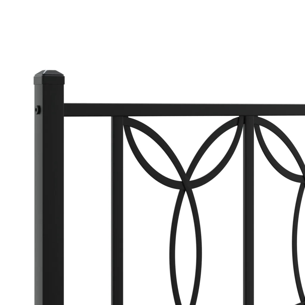 Giroletto con Testiera e Pediera-Struttura Letto Metallo Nero 90x200 cm 584875