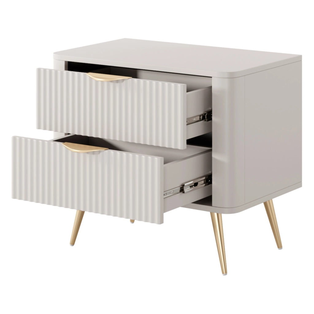 Baari, Comodino 2 Cassetti, 63x38x55h cm Beige