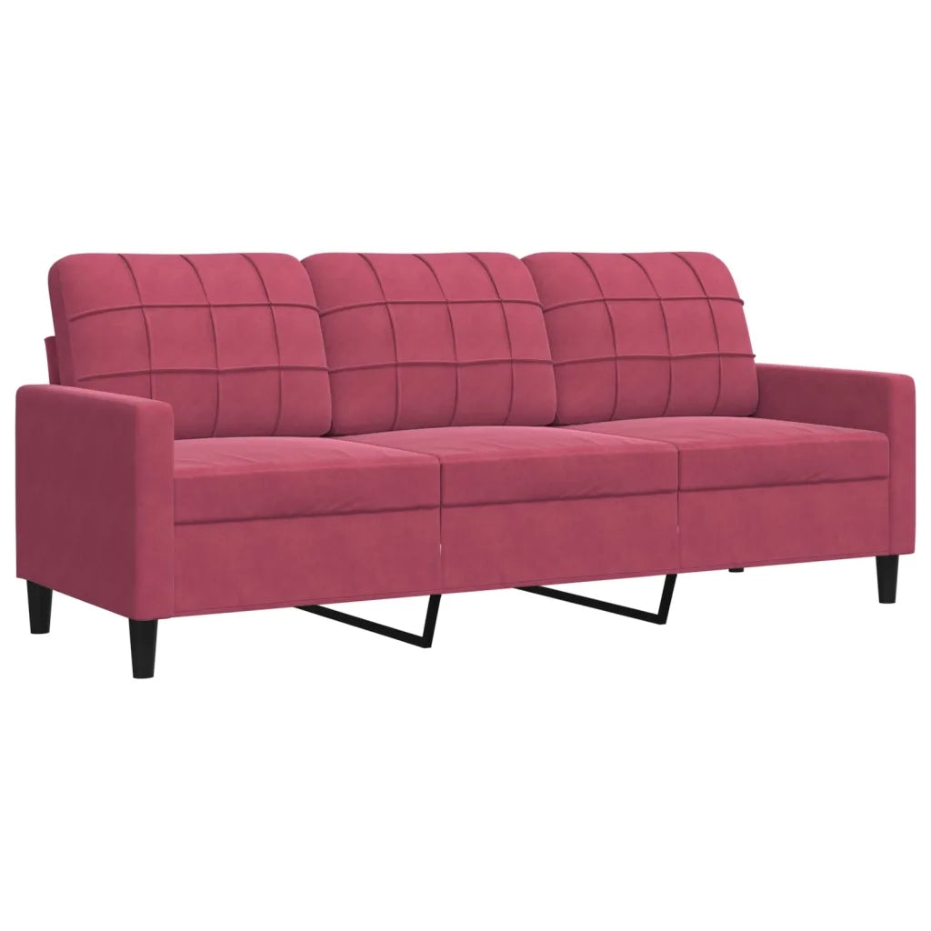 Set di Divani 3 pz con Cuscini e Rinforzi Rosso Vino in Velluto 3278425