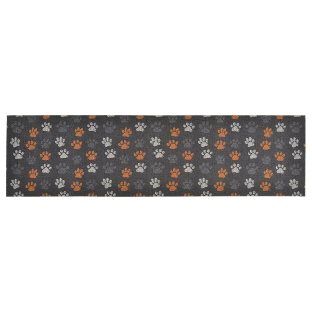 Tappetino da cucina lavabile con impronta di zampa 150 x 45 cm morbido antiscivolo piacevole al tatto velluto grigio 02_0046065