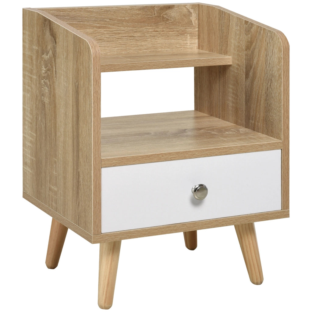 Comodino con cassetto e mensola ¨C Xylo ¨C legno naturale 37x30x48cm