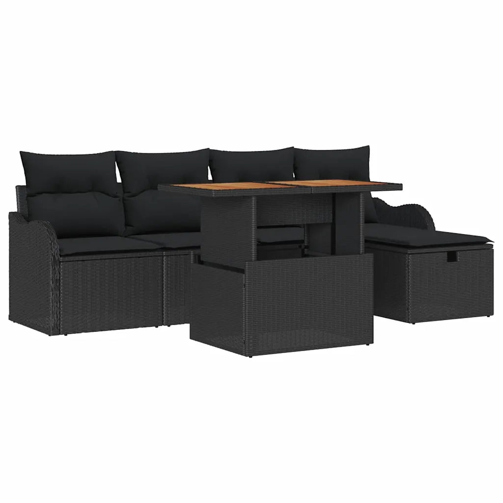 Set Divano da Giardino 6 pcs Nero polyrattan 3361268