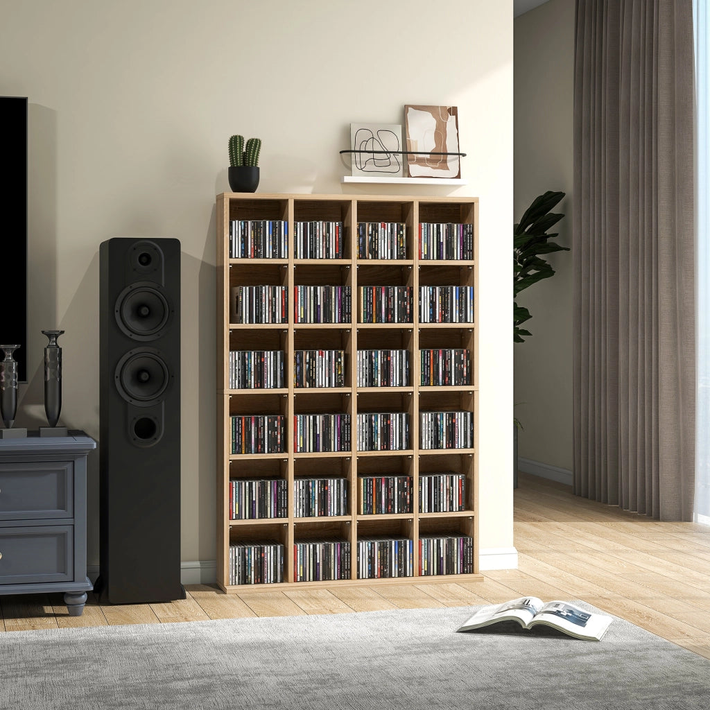 Mobile per CD e DVD con Ripiani Regolabili ¨C zephmum ¨C Legno 89x20x130.5 cm