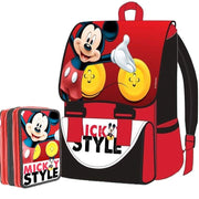 Trade Shop - Kit Scuola School Pack Zaino Estensibile + Astuccio 3 Zip Disney Mickey Mouse -