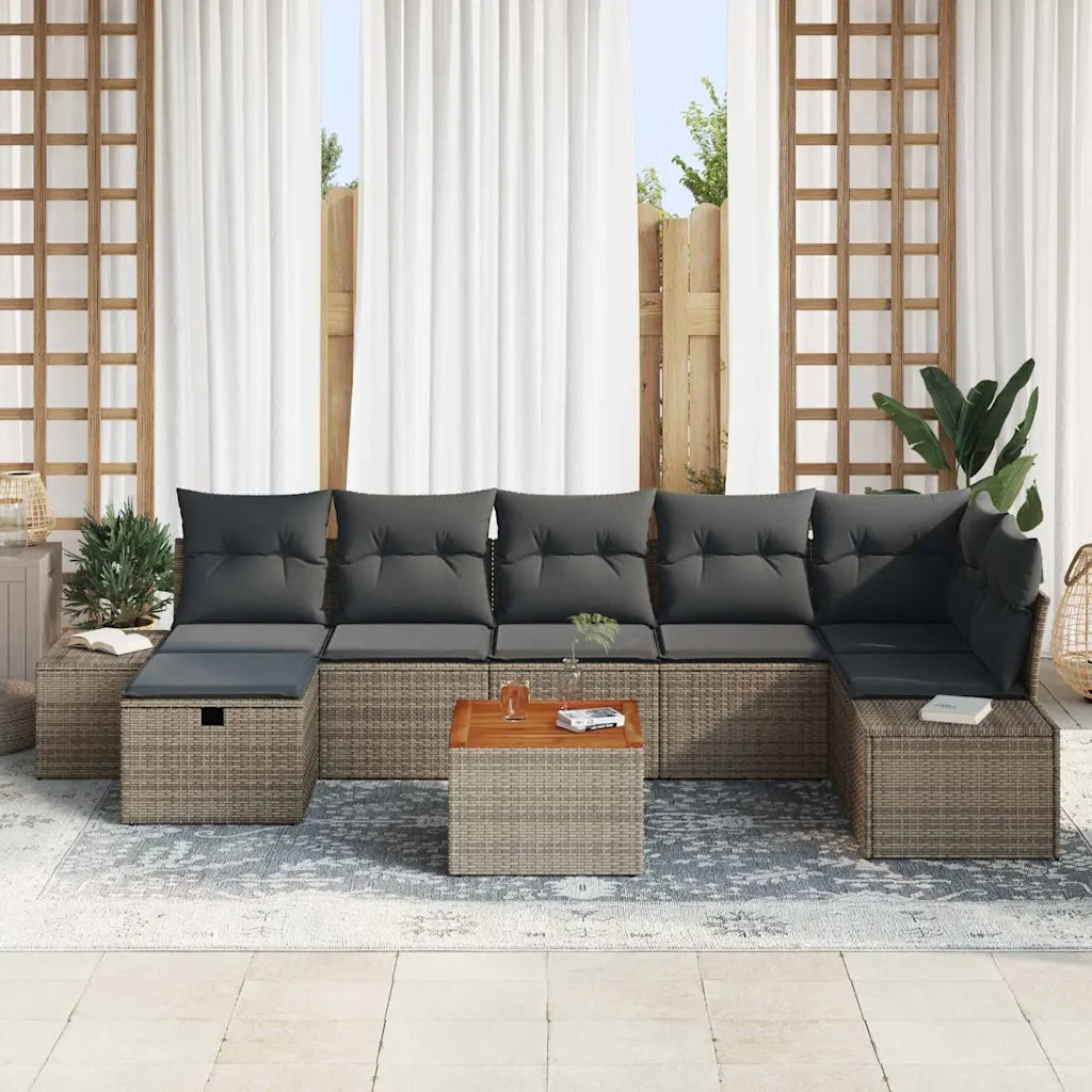 Set Divano da Giardino con cuscino 8 pcs Grigio Poly Rattan 3360933