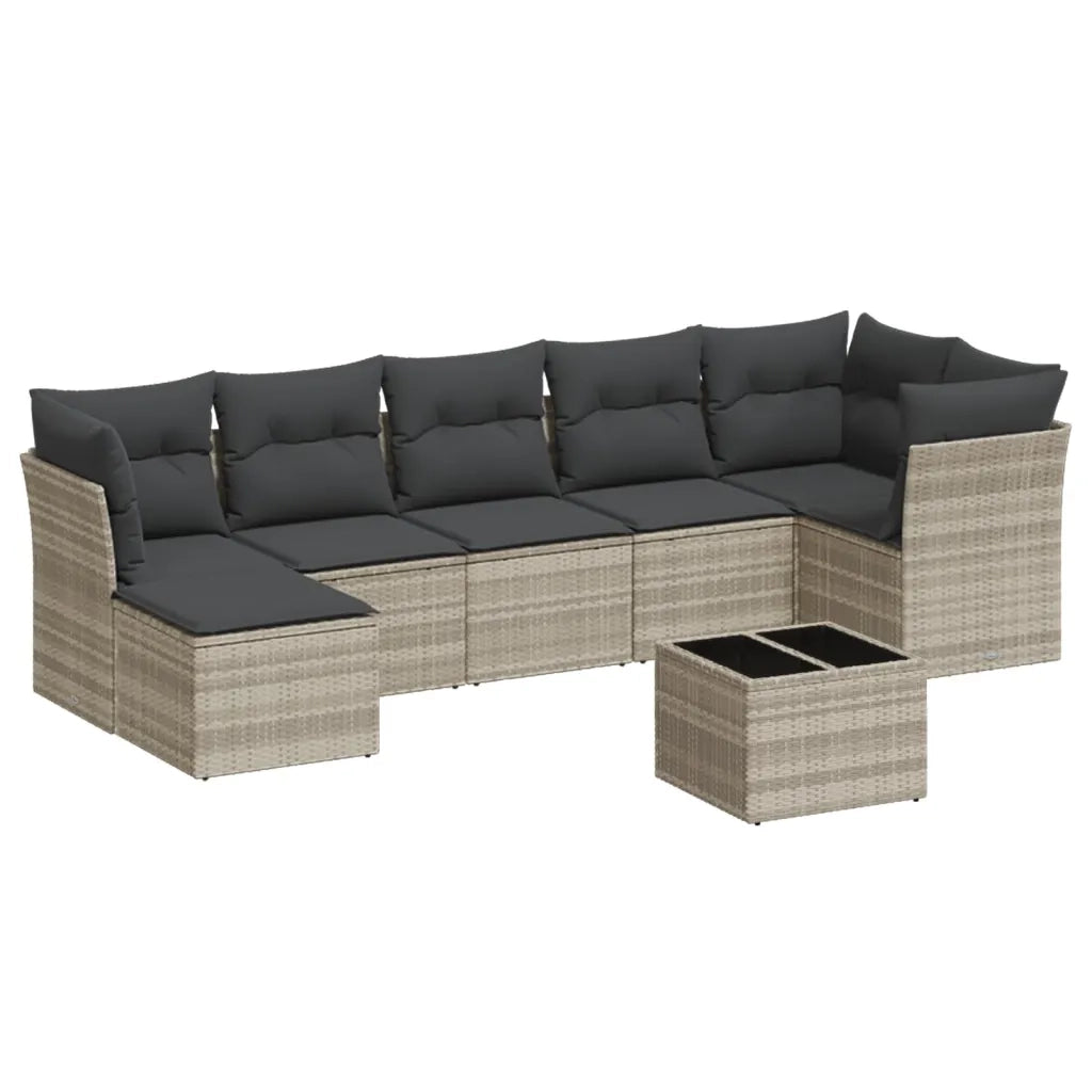 Set Divano da Giardino 8pz con Cuscini Grigio Chiaro Polyrattan 3217982