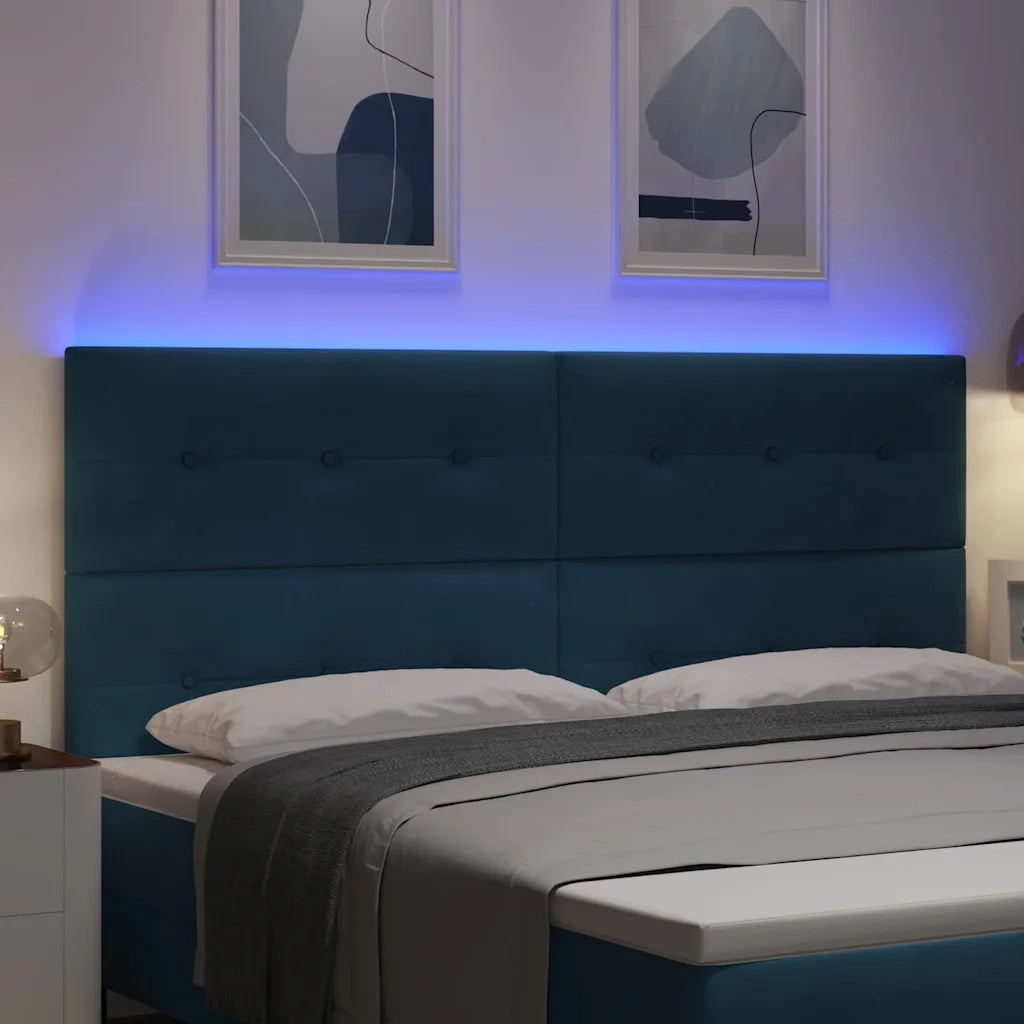 Testiera LED con strisce LED Blu 200 cm Velluto 3338473