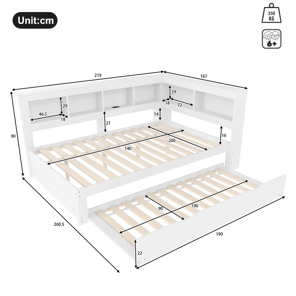 Divano letto 140x200cm?- Xylo - gigogne USB bianco
