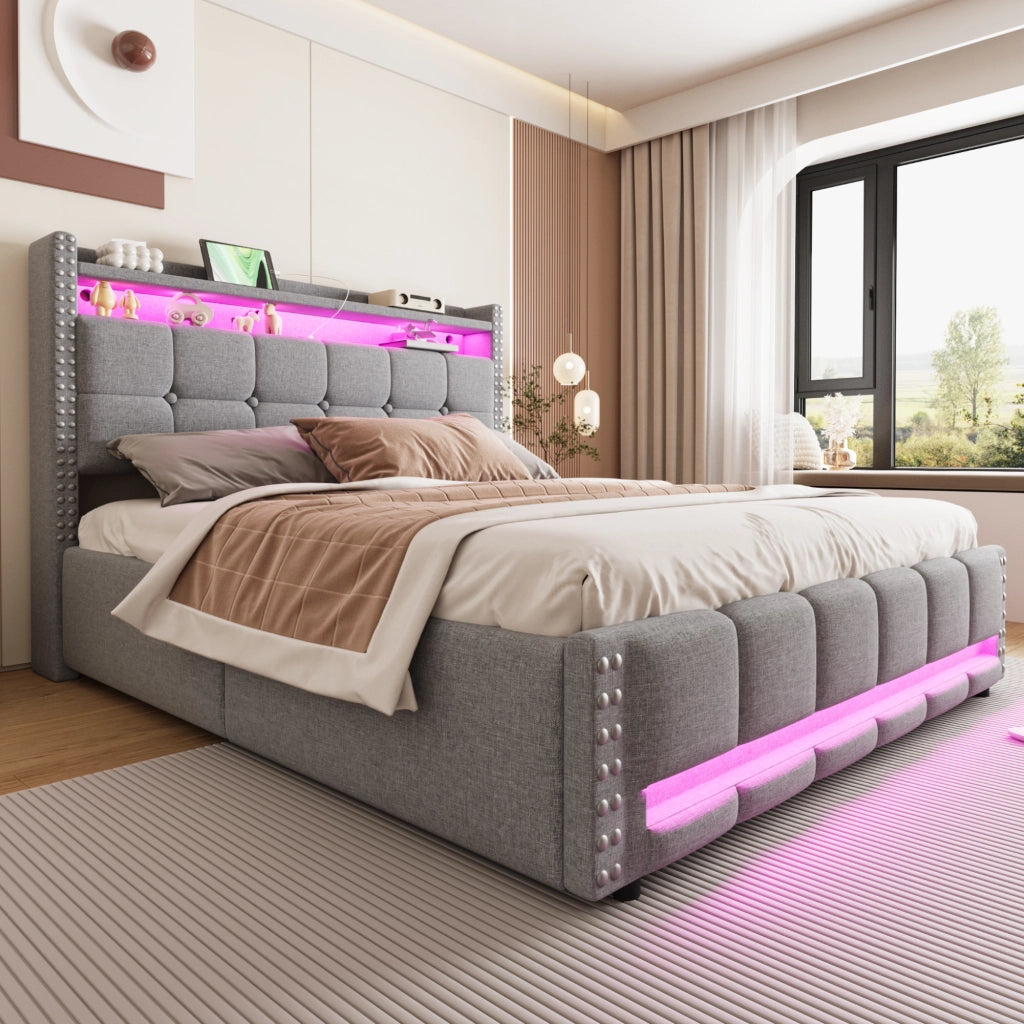 letto imbottito lino grigio chiaro 160 x 200 cm