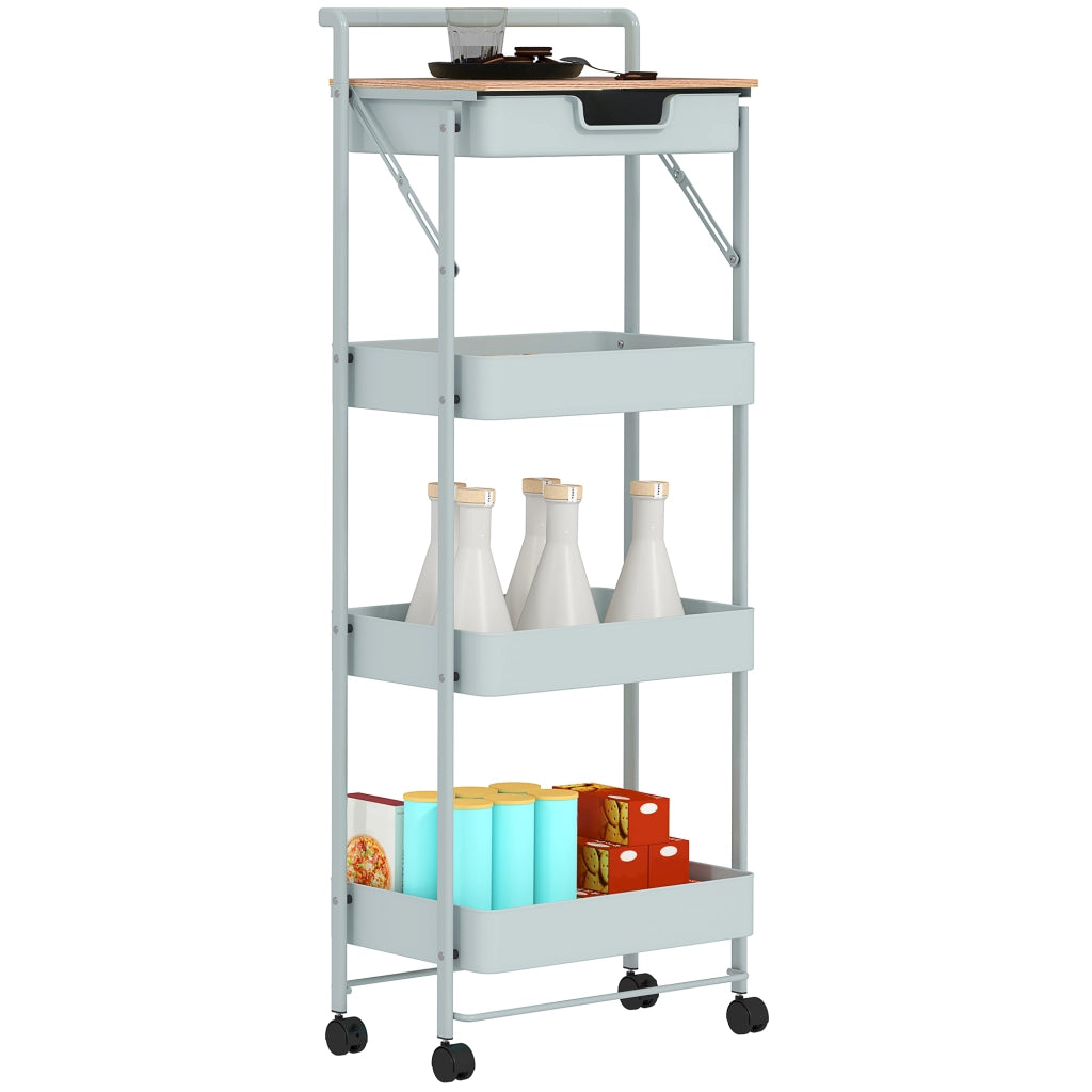 Carrello con cassetti e cestini ¨C zephmum ¨C Verde Chiaro 40x30x60