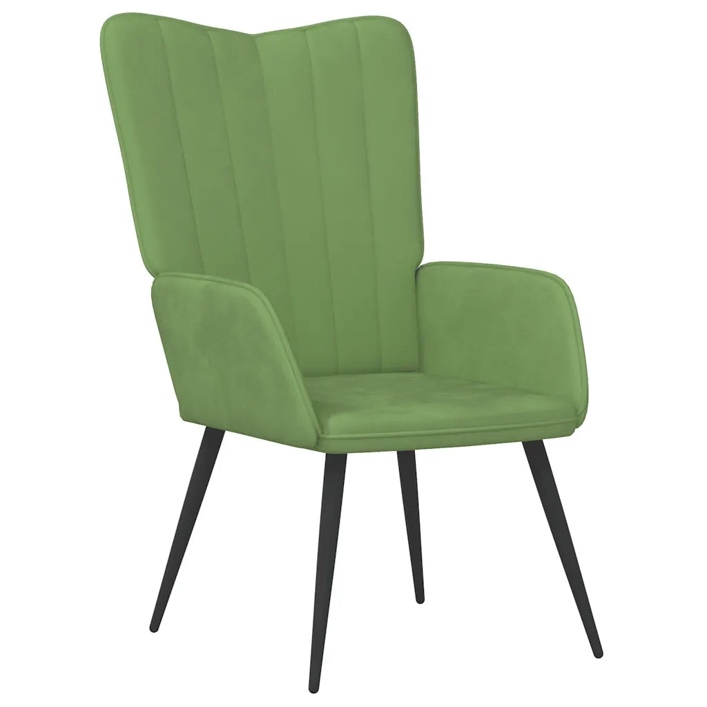 Poltrona Relax con Sgabello Verde Chiaro in Velluto 327691