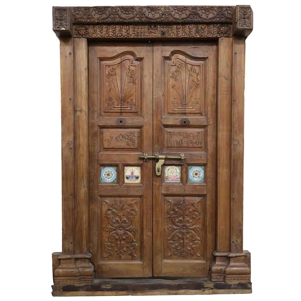 Porta in legno marrone 145x37x218h cm