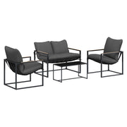 Set Divano da Giardino 4 pz | Set Salotto da Giardino Nero e antracite Acciaio
