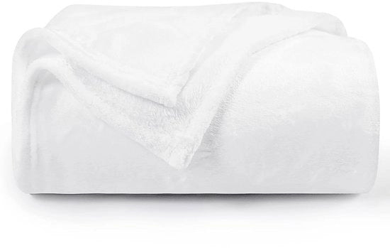 Fleece deken soffice - respirante e caldo - 1 pezzo - bianco - 130 x 150 cm