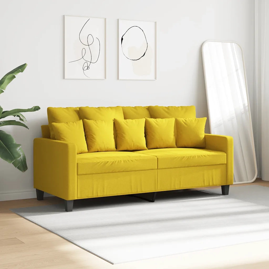 Divano a 2 Posti-Sofa 2 Posti Giallo Chiaro 140 cm in Tessuto 928034