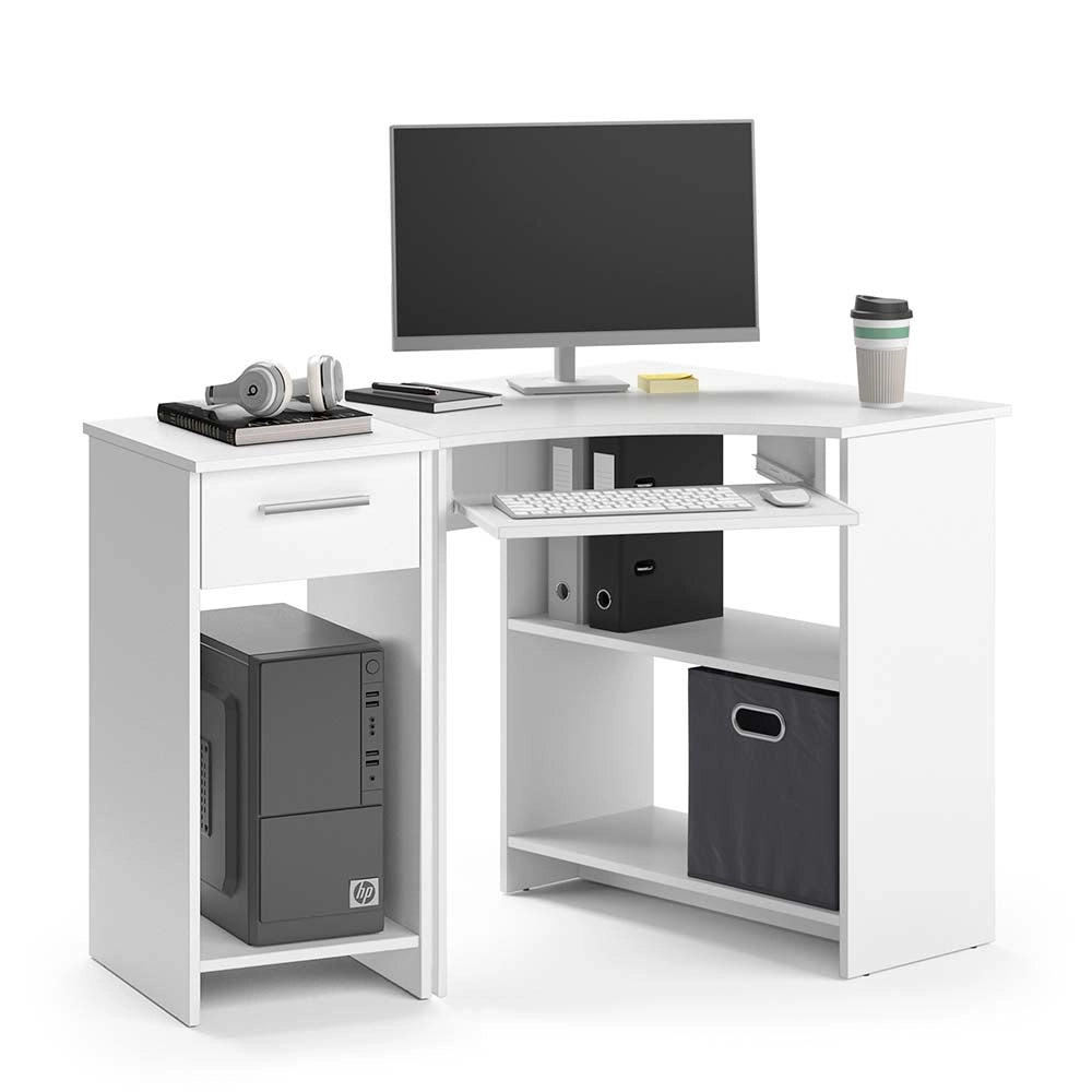 Vicco Scrivania angolare Bianco 83 x 76 cm Set con armadio PC