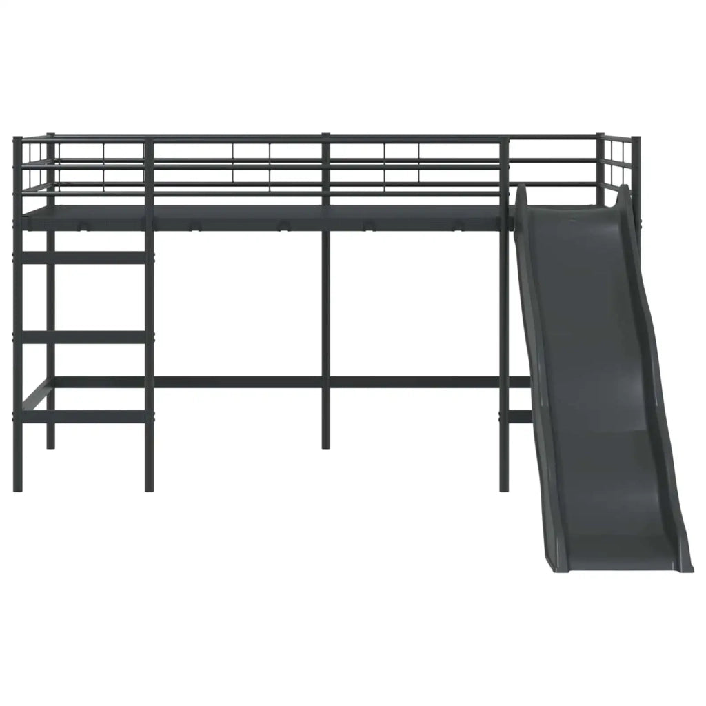Letto loft per Bambini | Letto Infantile | Lettino con scivolo Nero e antracite