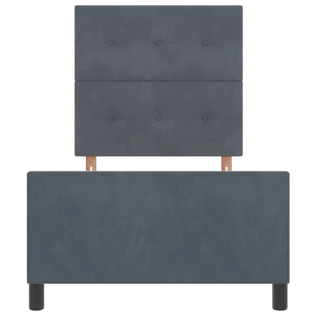 Letto a molle con testiera Grigio scuro 90 x 200 cm Velluto