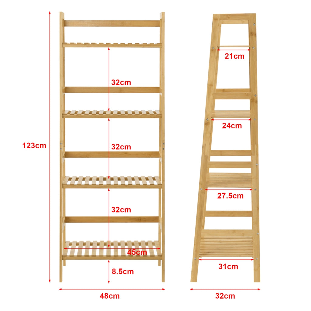 Scaffale a Scala Vinje con 4 Ripiani - Bambù Naturale [en.casa]
