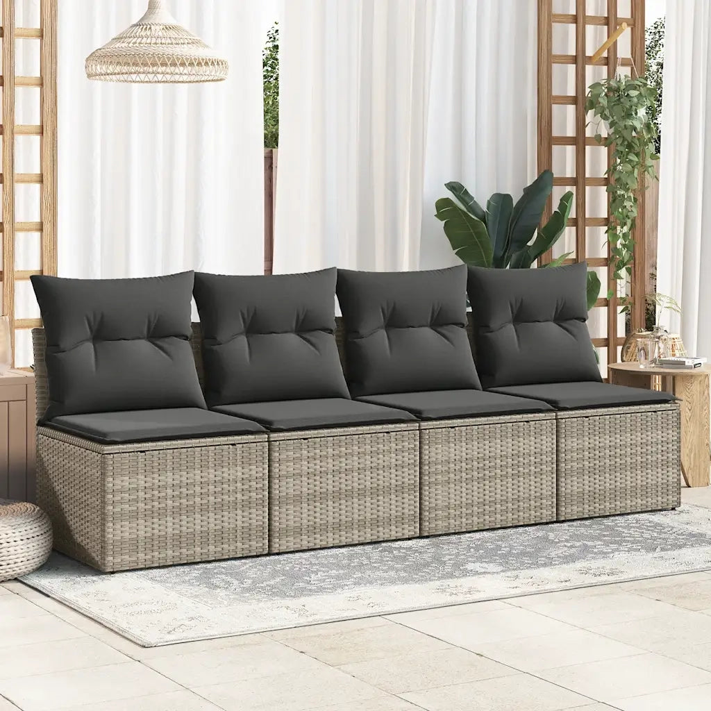 Divano Giardino 2pz con Cuscini-Sofa da Giardino-Divanetto da esterno Grigio Chiaro Polyrattan Acacia 154951
