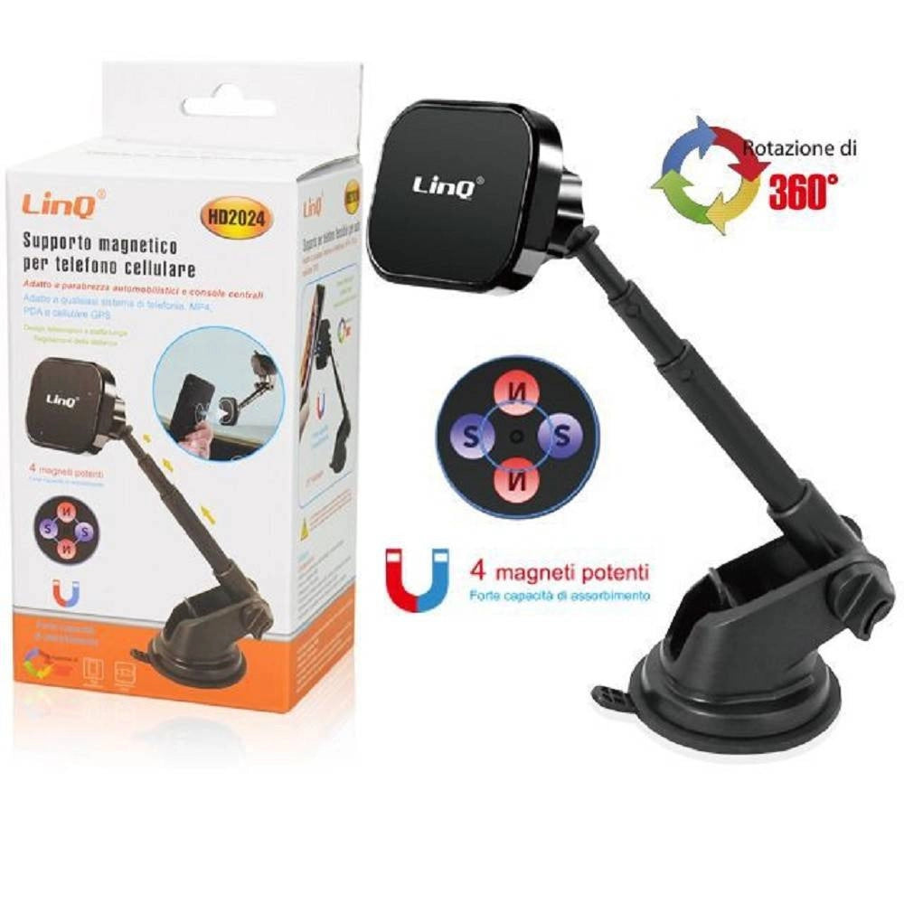 Trade Shop - Supporto Da Auto Universale Per Smartphone A Ventosa Magnetico Girevole Hd2024 -